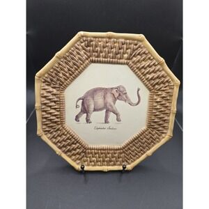 Raymond Waites Safari Plate Elephantus Indicus Elephant Woven Bamboo Edge Design